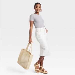 Women's High-Rise Denim Midi Skirt -
Universal Thread™ White new
